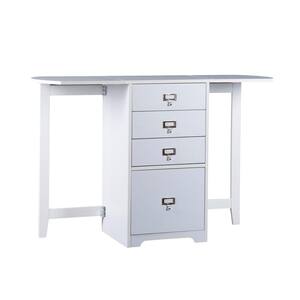 15.75 in. White Fold Out Organizer Convertible Computer Craft Desk Table