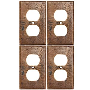 1 Gang Hammered Copper Single Duplex Outlet Wall Plate, Oil Rubbed Bronze (Quantity 4)