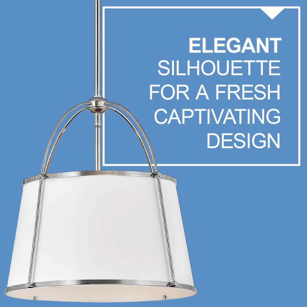 Clarke 16'' Transitional Drum Pendant in Polished Nickel