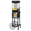 Nostalgia 300 W 2.5 oz. Black Popcorn Cart with 5 Qt. Popcorn Bowl ...