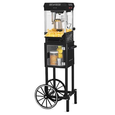 West Bend Stir Crazy 6 oz. Black Electric Hot Oil Popcorn Popper Machine  with Stirring Rod Large Lid with Improved Butter Melting 82707B - The Home  Depot