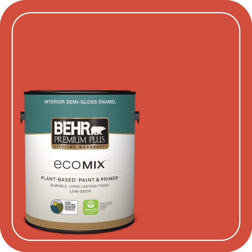 1 gal. #S-G-190 Red Hot Semi-Gloss Enamel EcoMix Plant-Based Interior Paint & Primer price history on PriceWatchPro