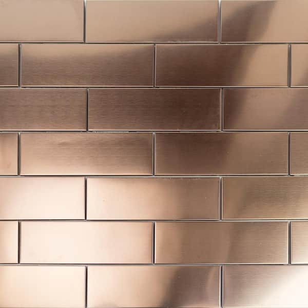 Ivy Hill Tile Metal Copper 2 in. x 6 in. x 8mm Stainless Steel Subway Wall Tile (120 pieces / 10 sq. ft. / case)