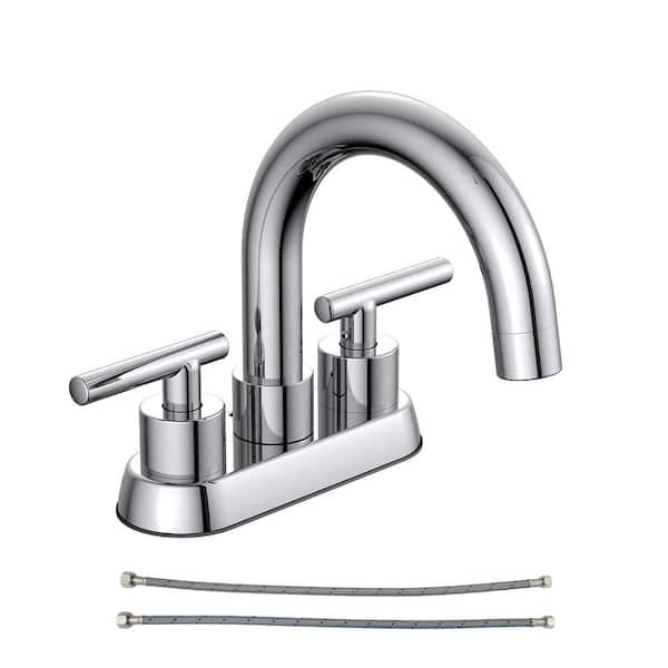 Glacier Bay Cartway 4 in. Centerset 2-Handle High-Arc Bathroom Faucet in Chrome