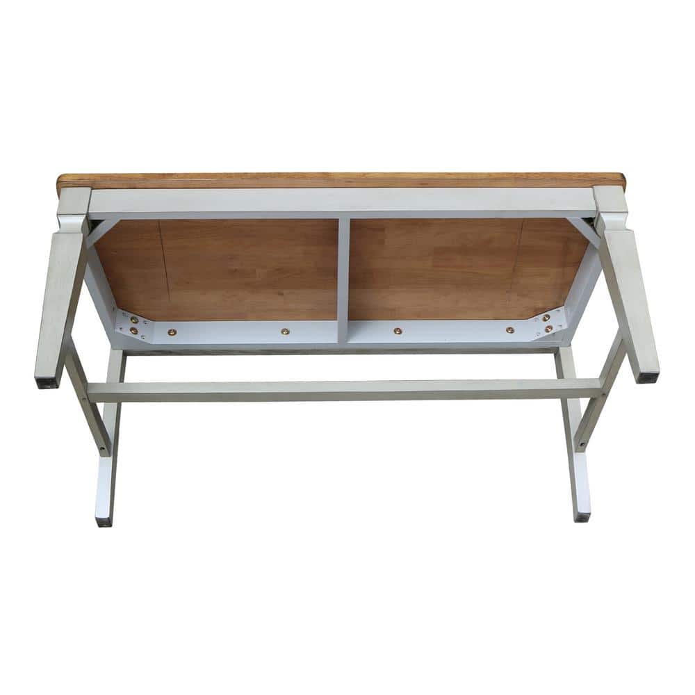 Distressed Hickory Stone Solid Wood Slatback Bench