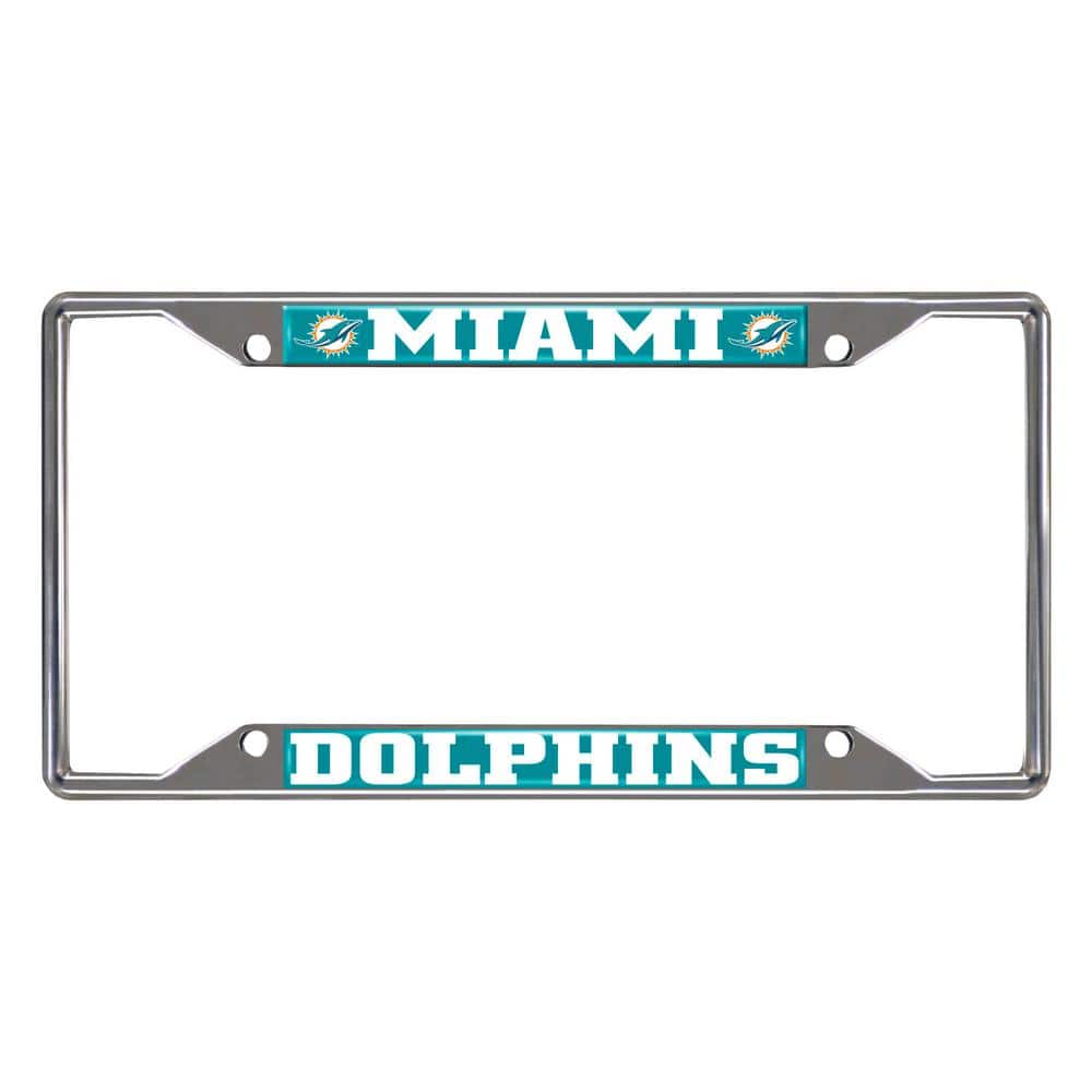Miami Dolphins Chrome License Plate Frame All Over Tag Cover Car/Auto AFC 