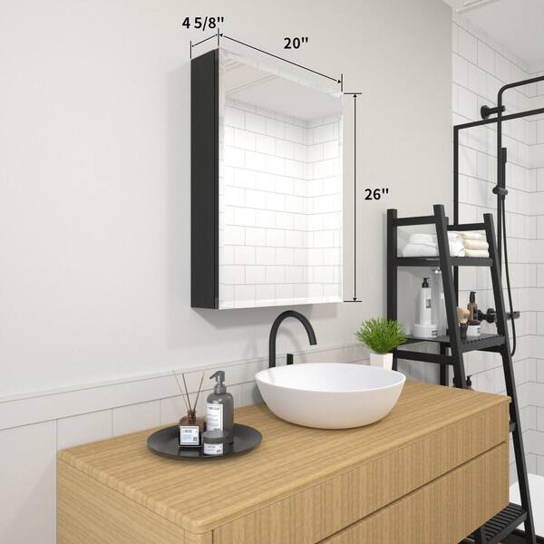 20 in. x 26 in. Recessed or Surface-Mount Bathroom Medicine Cabinet with Beveled Mirror in Silver 20 in. x 26 in. Recessed or Surface-Mount Bathroom Medicine Cabinet with Beveled Mirror in Silver