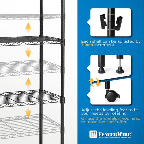 Metal Kitchen Wire Storage Shelves, 5 Tier Heavy Duty Storage Shelves for  Garage, Cube Garage Tower for Kitchen, Carbon Steel Storage Rack Storage  Racks and Shelving, Black, S1630 
