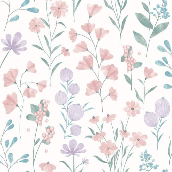 Floral Candy Pink and Violet Wallpaper Sample
