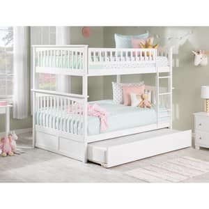 Columbia Bunk Bed Full over Full with Full Size Urban Trundle Bed in White