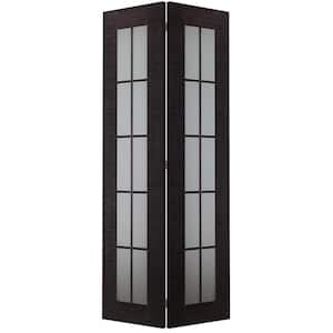 Avanti 48 in. x 79.375 in. Frosted Glass Solid Composite Core 10-Lite Black Apricot Finished Bifold Door with Hardware