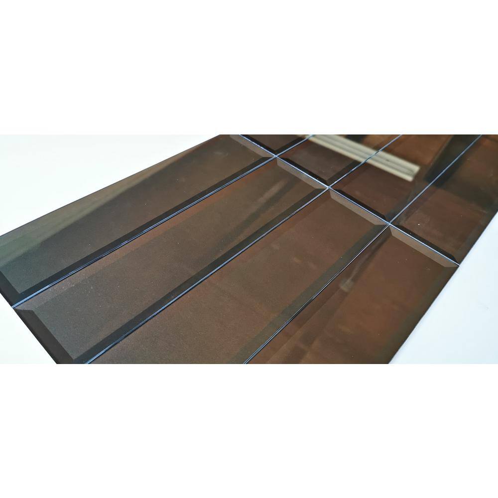 Bronze Beveled Glossy Glass 3x12 Subway Tile
