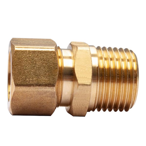 4 pack Brass Pipe Fitting，Water pipe adapter, G1/2 inch Female to 3/8 inch  Male Reducer Adapter,Compression Fitting for Kitchen Bathroom Faucet, Pipe