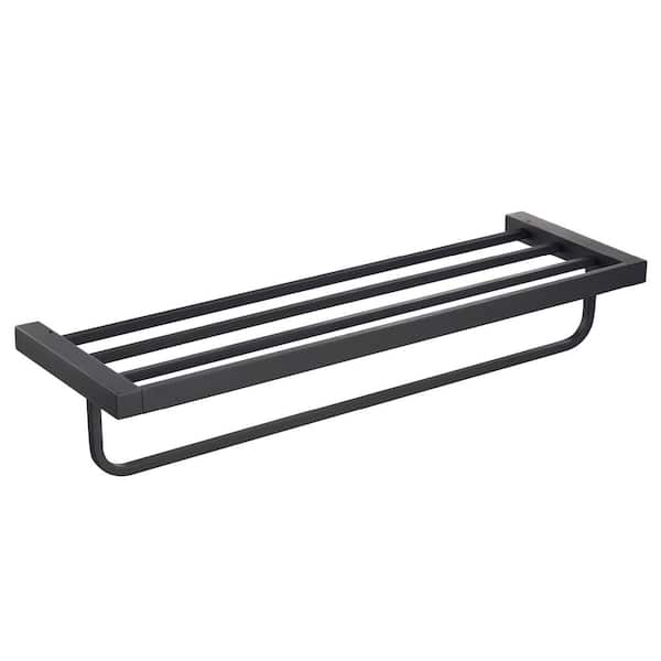 KRAUS Stelios 23.63 in. Wall Mounted Bathroom Shelf with Towel Bar in Matte Black