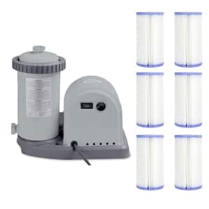 1500 GPH Easy Set Pool Pump Filter Cartridge with Timer and GFCI Plus Filters
