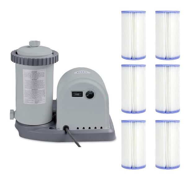 Intex 1500 GPH Easy Set Pool Pump Filter Cartridge with Timer and GFCI Plus Filters