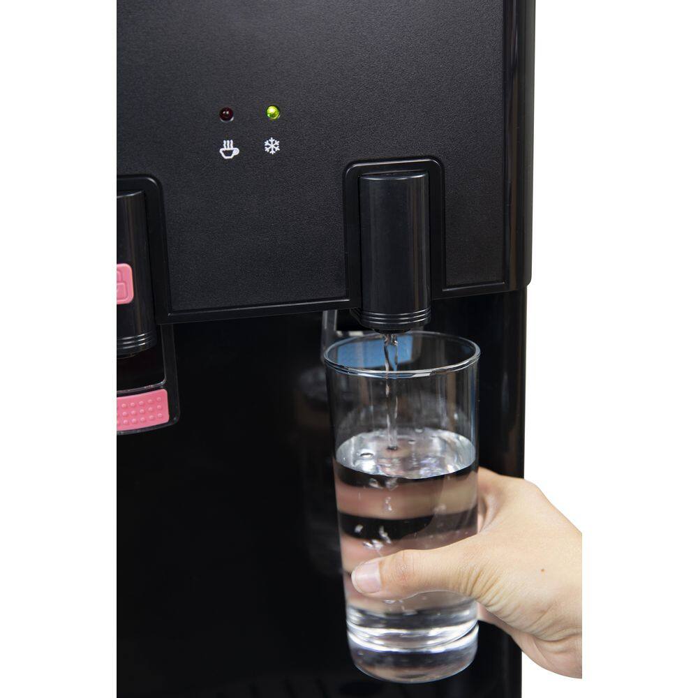 Black Freestanding Top Loading Hot and Cold Water Dispenser