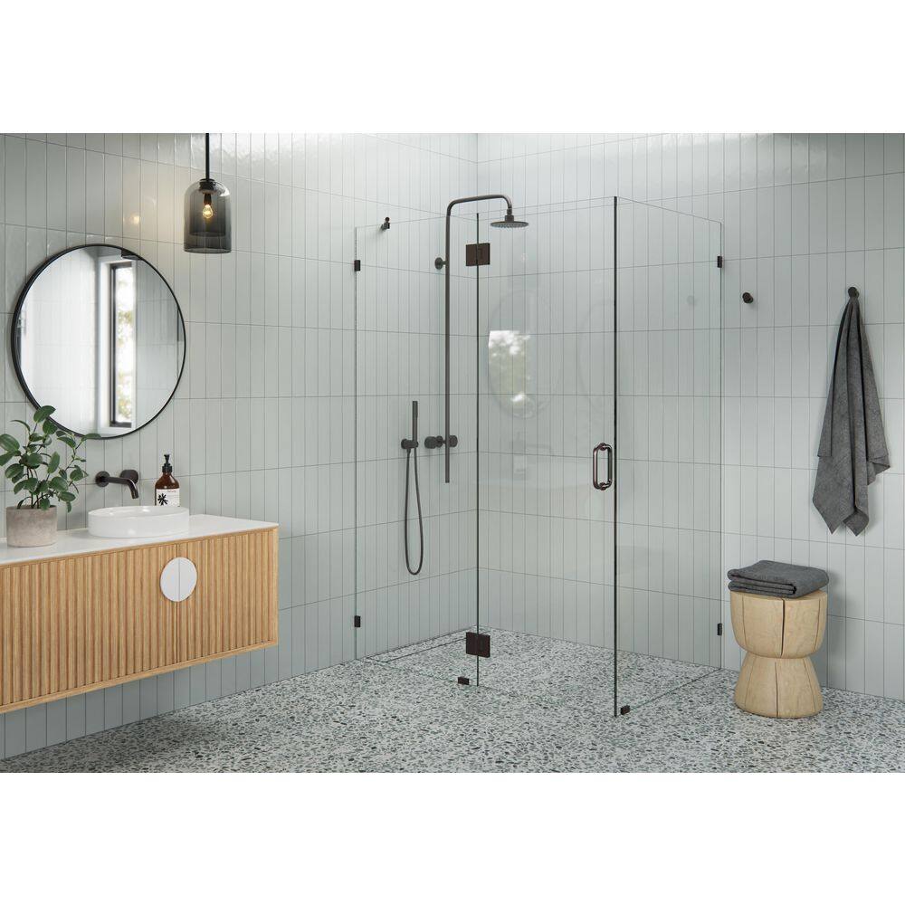 55 in. W x 36 in. D x 78 in. H Pivot Frameless Corner Shower Enclosure in Oil Rubbed Bronze Finish with Clear Glass price history on PriceWatchPro