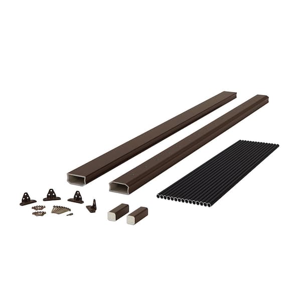 Fiberon BRIO 36 in. x 72 in. (Actual: 36 in. x 70 in.) Black PVC Composite Line Railing Kit w/Round Aluminum Black Balusters