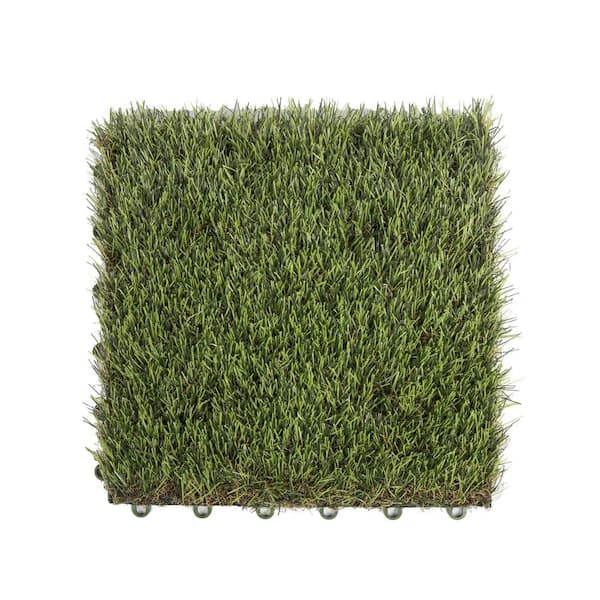 maocao hoom 1 ft. x 1 ft. Square Artificial Grass Turf Panels Interlocking Flooring Tiles (Pack of 9 Tiles)