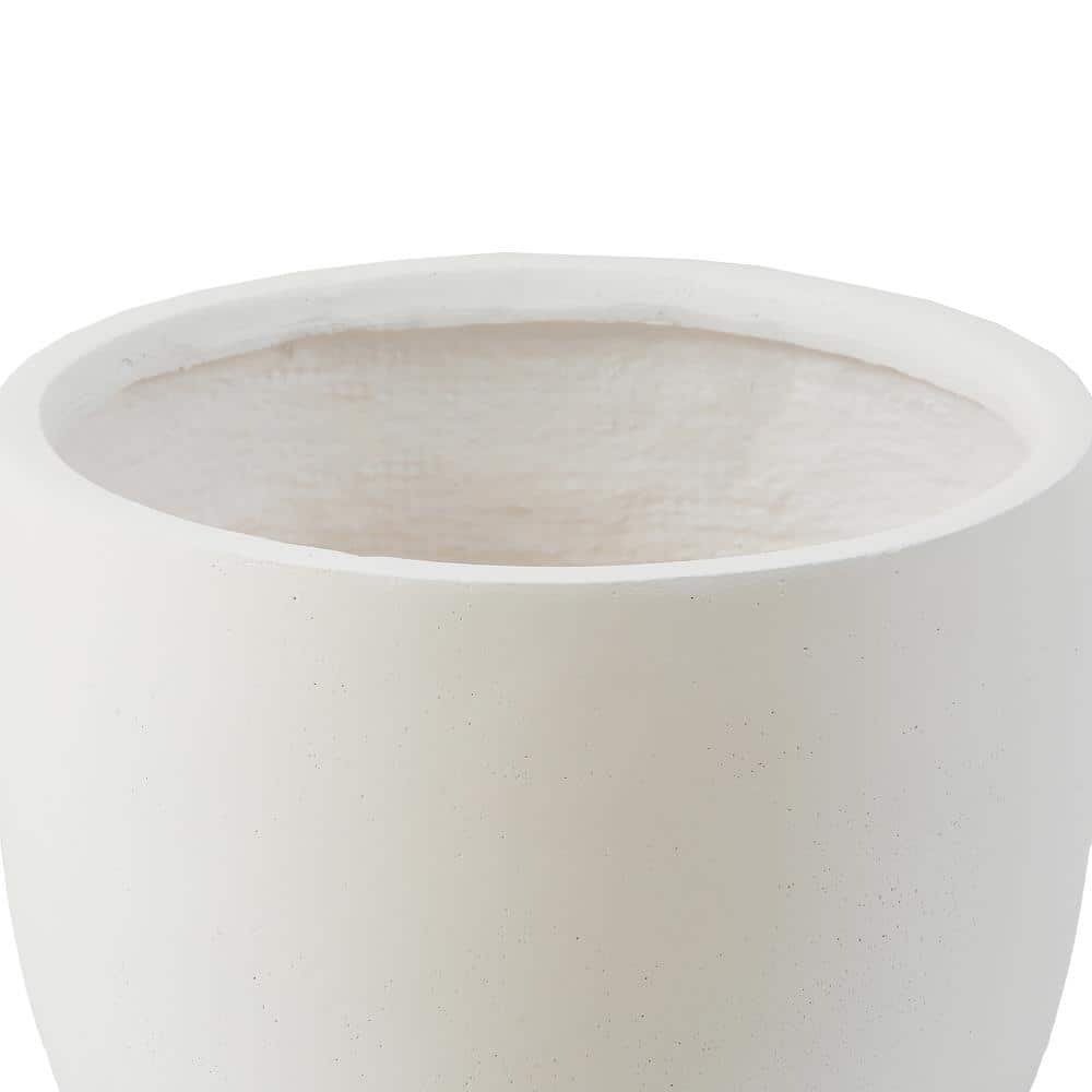 White Round Magnesium Oxide Outdoor Planter, 12.2in Height