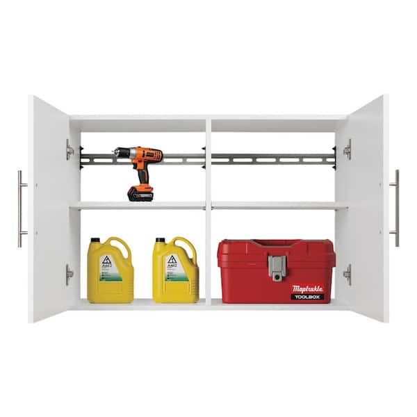 HangUps Collection Wood 2-Shelf Wall Mounted Garage Cabinet in White (36 in W x 24 in H x 16 in D)