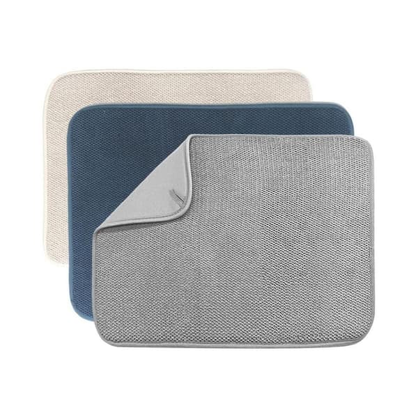 3 Pack 20in.Lx15in.W Microfiber Dish Drying Mats Super Absorbent Countertop Protector Multi-Purpose Kitchen Drainer Pad