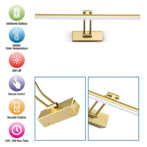 LABOREDUCER Wireless Picture Lighting With Remote Control, Dart Lighting 40 Cm LED Picture Light Dart Light, Rechargeable 4000 MAh Battery Without Power Connection, Wall Light Indoor, 3 Colour Modes