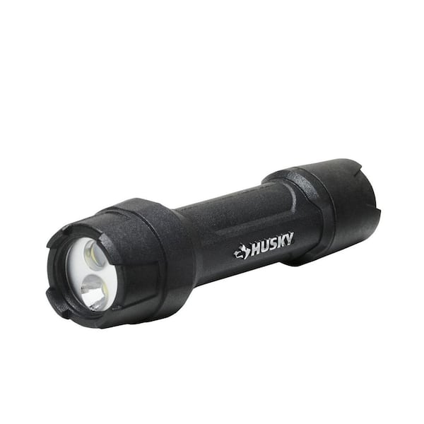 Husky 500 Lumens Tough Stainless Steel Core Multi-Setting LED Flashlight, Impact and Water Resistant with Batteries