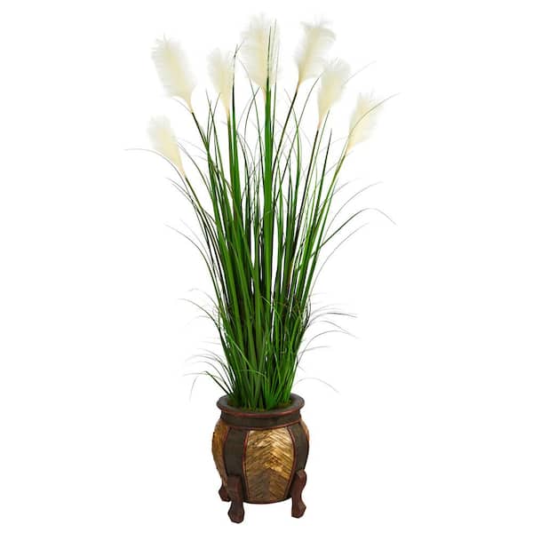 63in. Wheat Plume Grass Artificial Plant in Decorative Planter