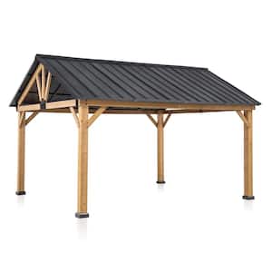 13 ft. x 11 ft. Cedar Wood Hardtop Outdoor Patio Gazebo with Galvanized Steel Roof