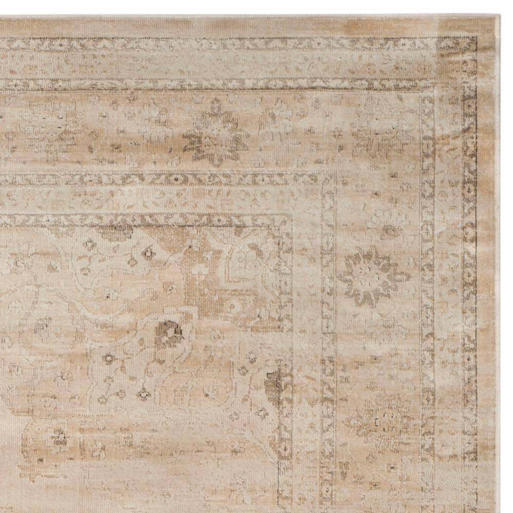 Creme Elegance Round Wool-Blend 8' Vintage Area Rug