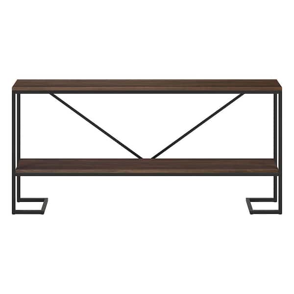 Meyer&Cross Phoebe 64 in.Blackened Bronze and Alder Brown Console Table with MDF Top
