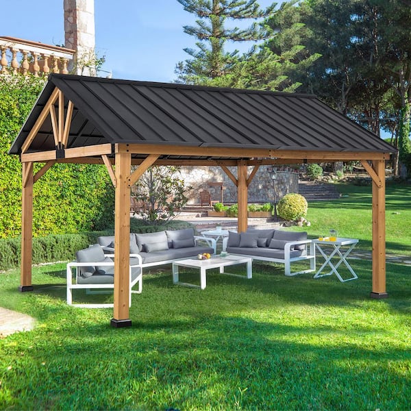 EAGLE PEAK 13 ft. W x 11 ft. D Solid Wood Patio Gazebo, Cedar