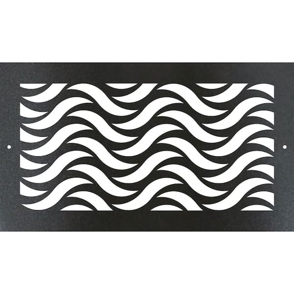 Metal Screw-In Floor Register. Duct Opening 4x10 (Overall 6x12) - Waves Design