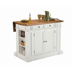 Americana White Kitchen Island With Drop Leaf