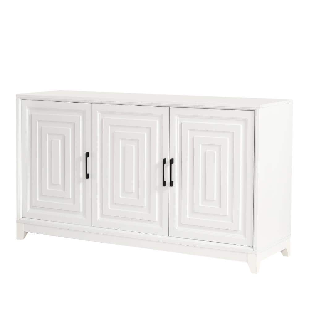 59.1 in. W x 17.9 in. D x 33.1 in. H White Linen Cabinet with 2 Spacious Storage Space price history on PriceWatchPro