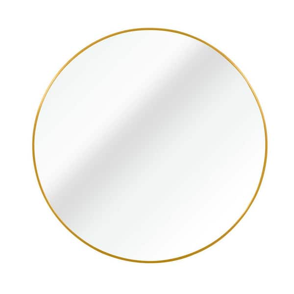 Unbranded Gold 30 in. W x 30 in. H Metal Round Mirror-Vanity Mirror Wall Decorfor Bathroom, Bedroom, Living Room, Cloakroom