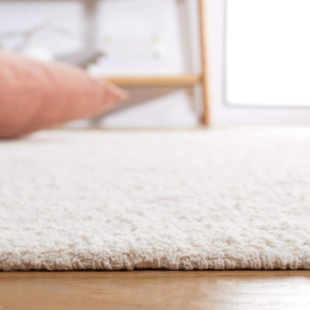 Ivory and Pink Hand-Knotted Reversible Area Rug, 3' x 5'