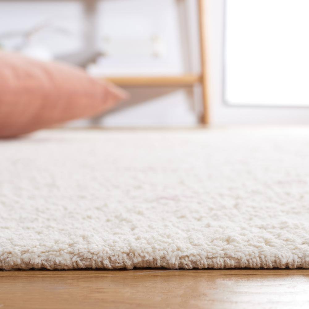 Ivory and Pink Hand-Knotted Washable Square Rug