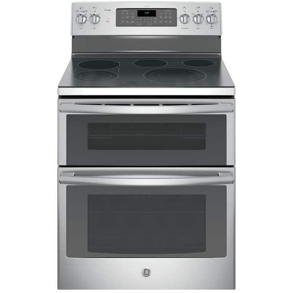 GE Profile 30 in. 6.6 cu. ft. Double Oven Electric Range with Self-Cleaning and Convection Lower Oven in Stainless Steel