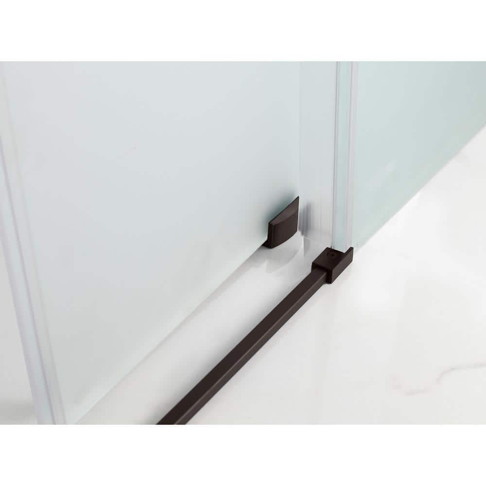 Coraline 72" x 76" Frosted Glass Bronze Sliding Shower Door