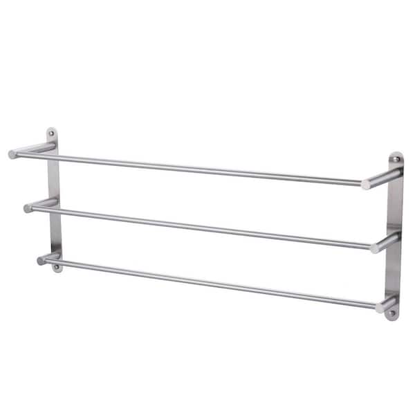 32 in. Wall Mounted Triple Towel Bar in Brushed Nickel