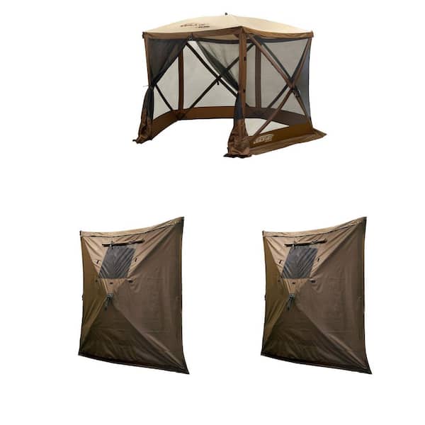 Clam Portable Canopy Shelter Tent, Brown with Quick Set Wind and Sun Panels (6 -Pack)