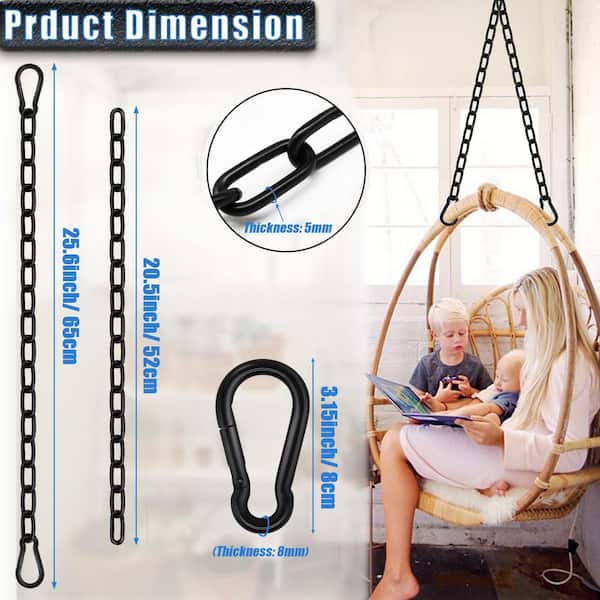 NVNOO 660 Capacity Hanging Swing Chain with Carabiners for  Punching Bags, Swing Chairs, Black (2-Pack) 0R5A8B6F - Main Image