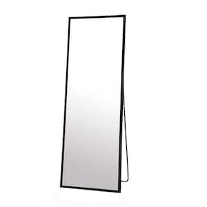 23.6 in. W x 64.9 in. H Rectangular Aluminum Framed Wall Bathroom Vanity Mirror in Black with Stands