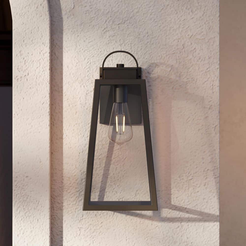 Hedry 16 In. Antique Bronze 1-Light Hardwired Large Outdoor Wall Lantern with Clear Glass Panels price history on PriceWatchPro
