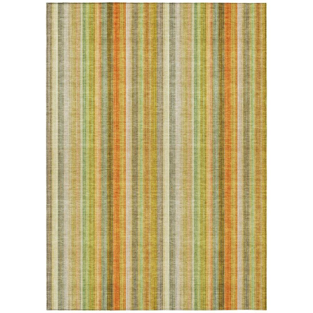 Tan Orange and Green 8 ft. x 10 ft. Woven Striped Rectangle Indoor/Outdoor Area Rug price history on PriceWatchPro