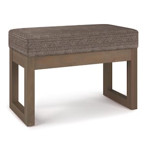 Milltown 27 in. Wide Contemporary Rectangle Footstool Ottoman Bench in Mink Brown Tweed Look Fabric, Assembled