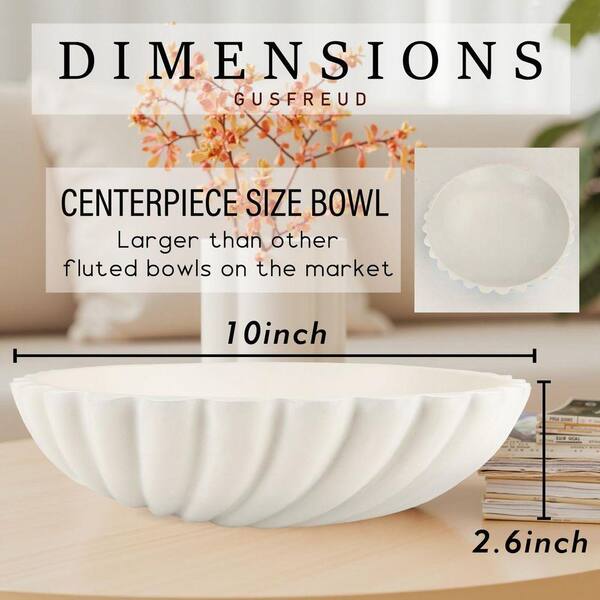Decorative Serving Bowl Cream White Round Ceramic 10 in Key Holder